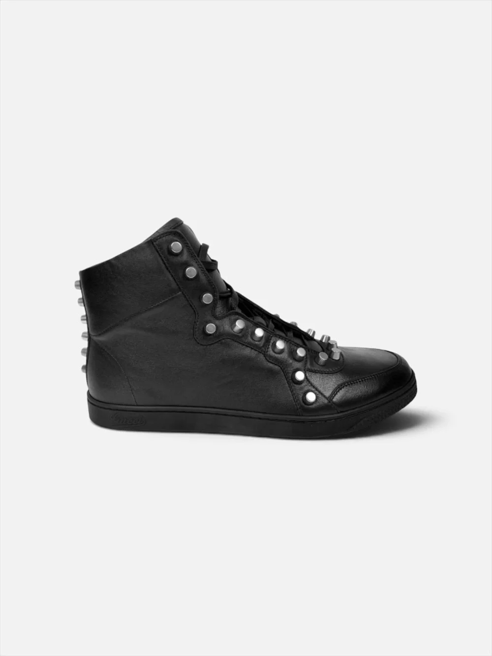 Gucci Black Leather Silver Stud High Top Sneakers Men 7G US 9 NIB